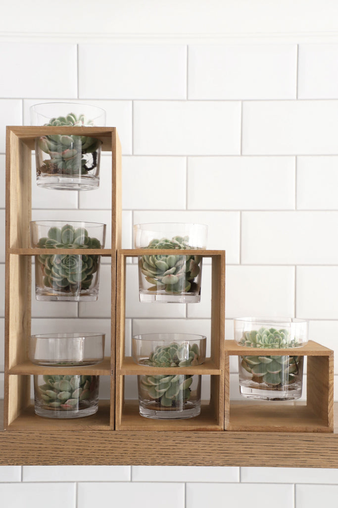 Glass Stacked Planters In Wood Frame