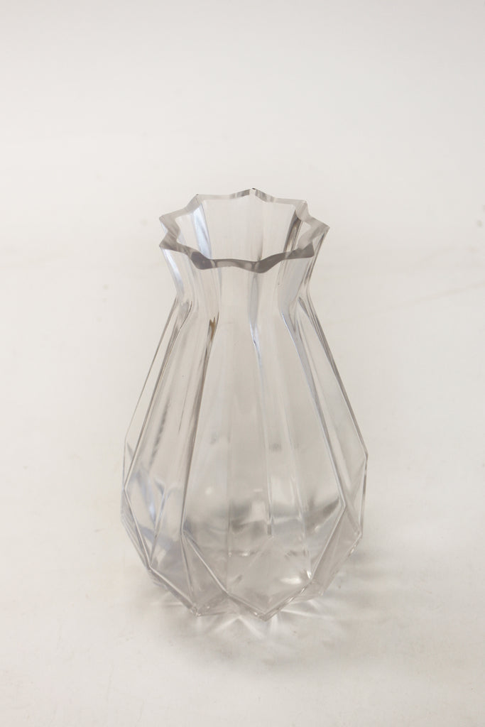 Glass Cut Geometric Teardrop Vase