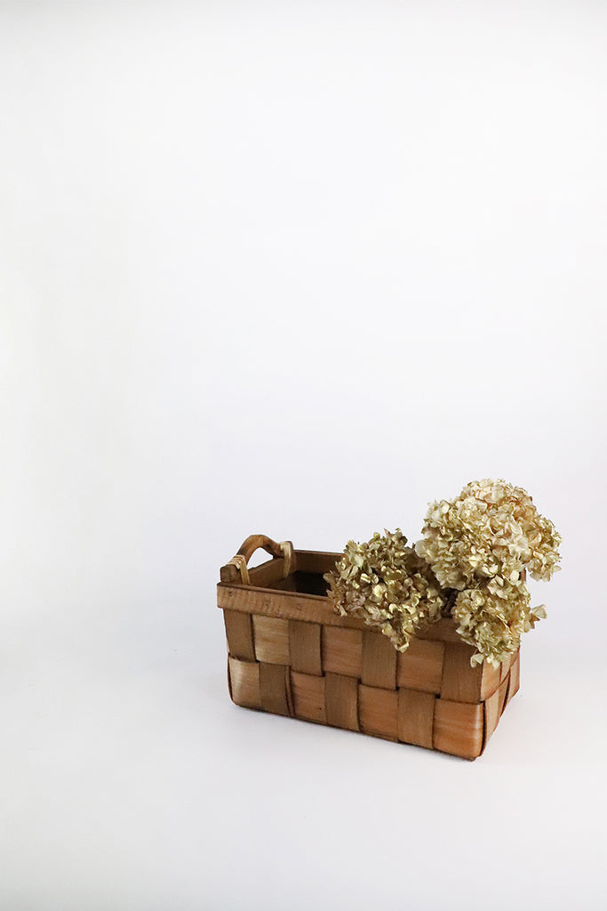 Wide Woven Rectangle Wooden Basket
