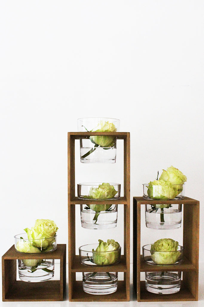 Glass Stacked Planters In Wood Frame
