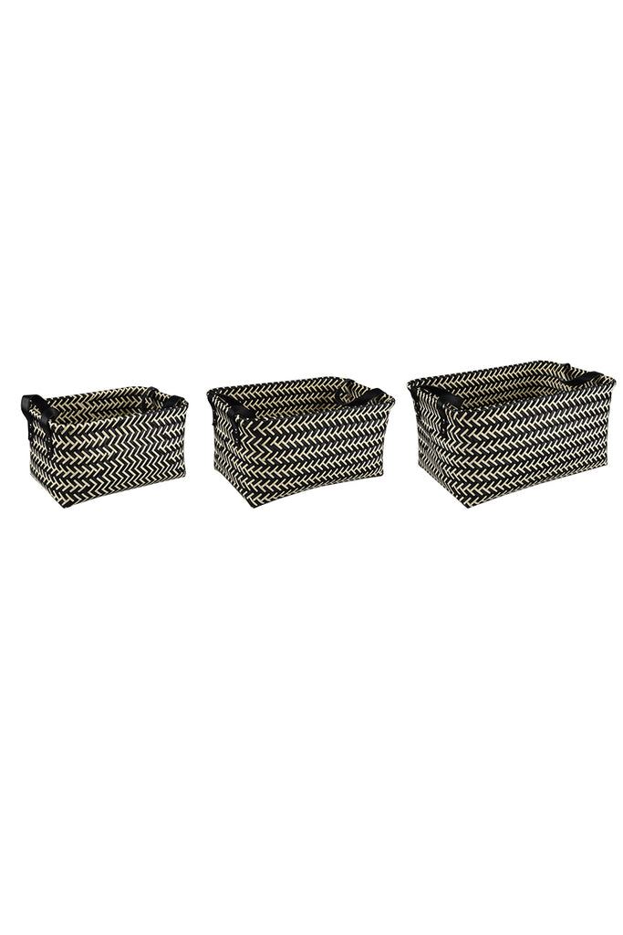 Herringbone Rect Basket Black & White