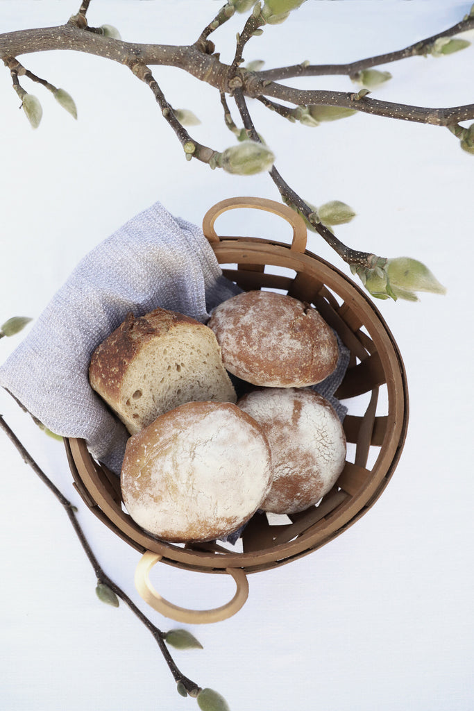 Wide Woven Round Wooden Baskets