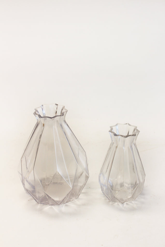 Glass Cut Geometric Teardrop Vase