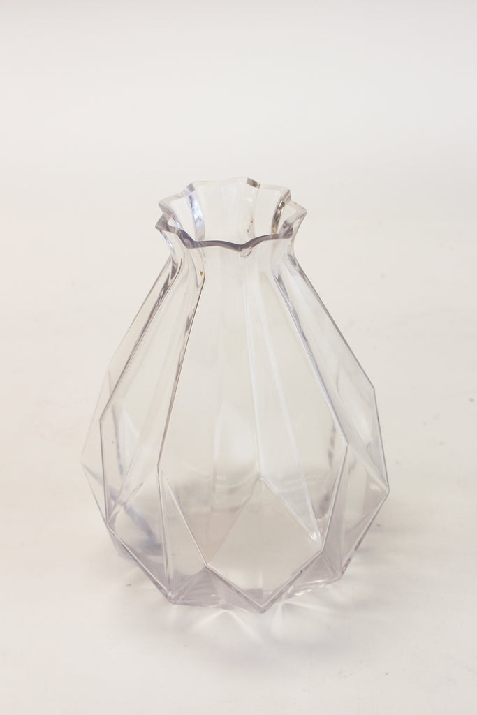 Glass Cut Geometric Teardrop Vase