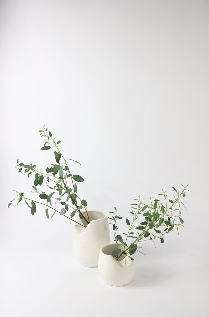 Ceramic Folded Top Rounded Vase