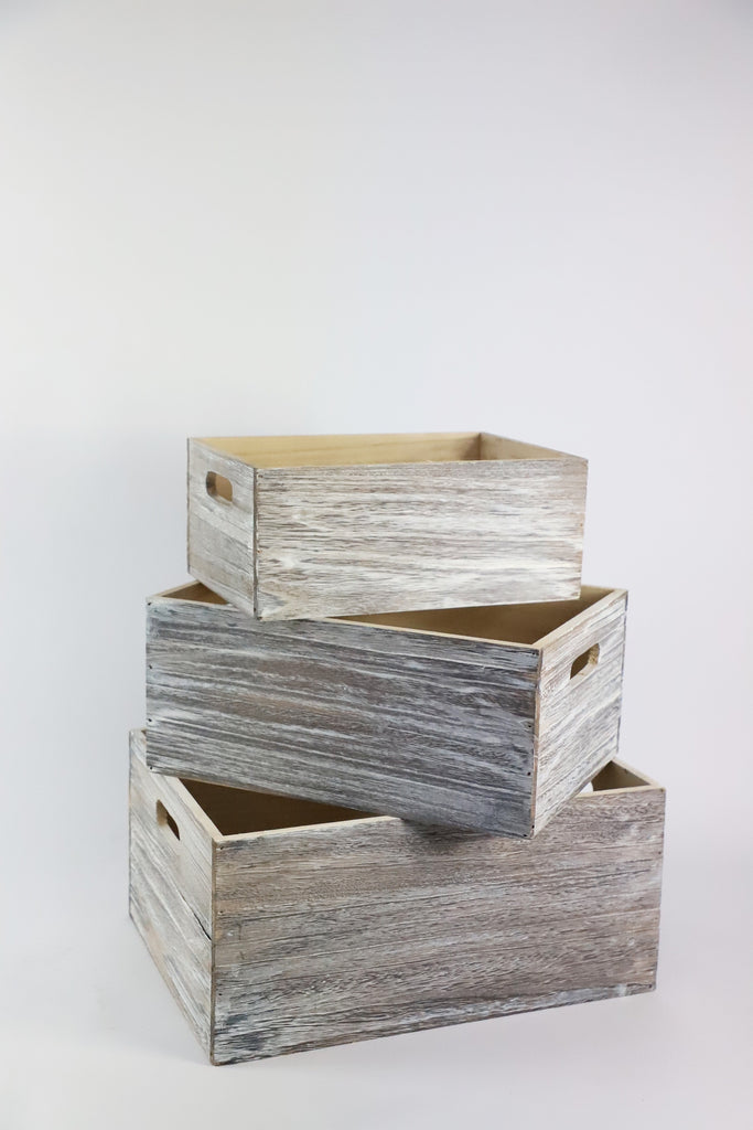 Whitewash Solid Wooden Crate